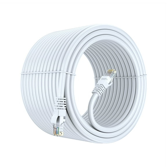 Cat 6 Ethernet Cable 200 Ft, 100% Pure Copper, Cat6 Cable LAN Cable, Internet Cable, Patch Cable and Network Cable - UTP (White) 200 Feet