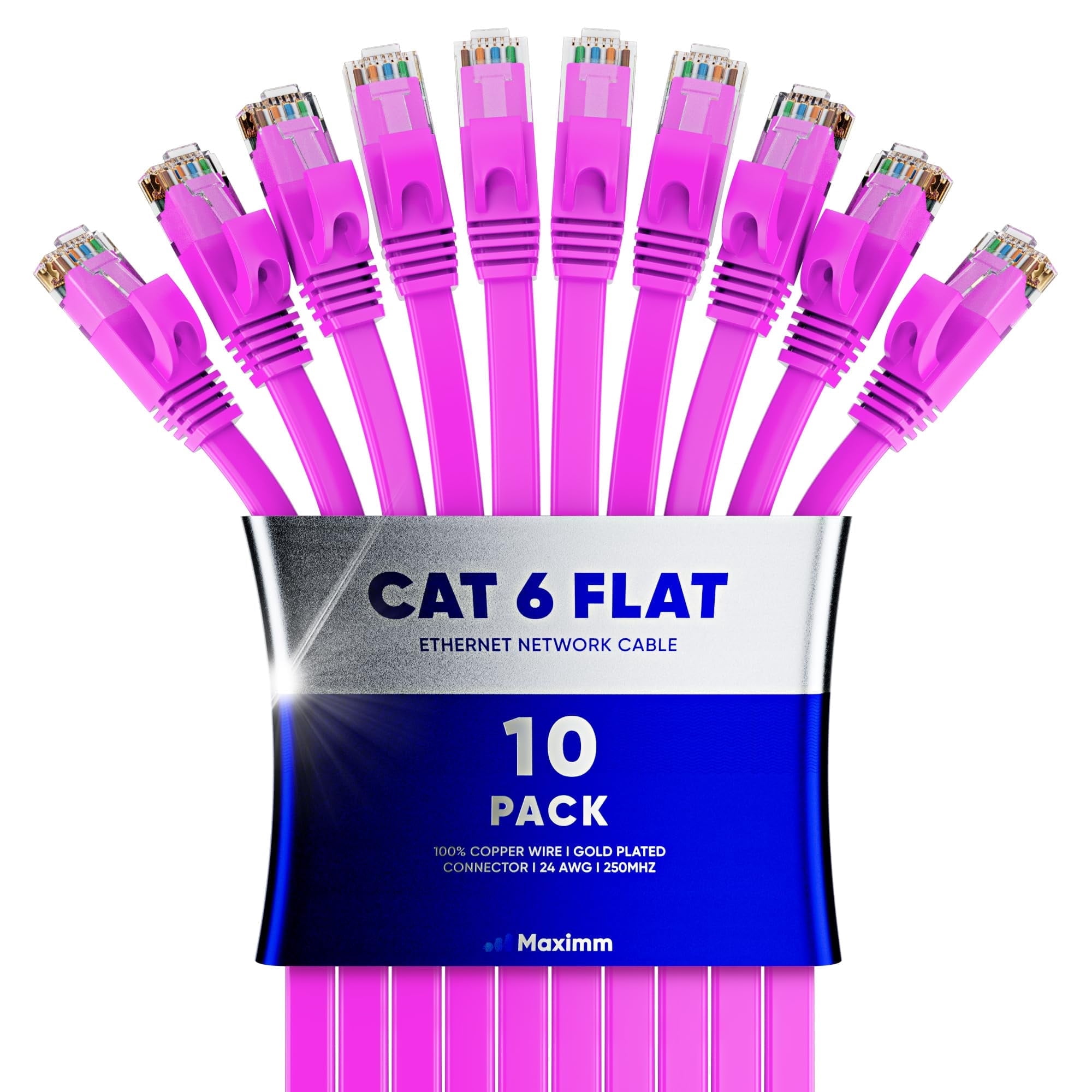 Pink Led Pc Cables Cat6 Ethernet Cable 20ft, 10-Pack Pink - Flat High-Speed Network Cables ...