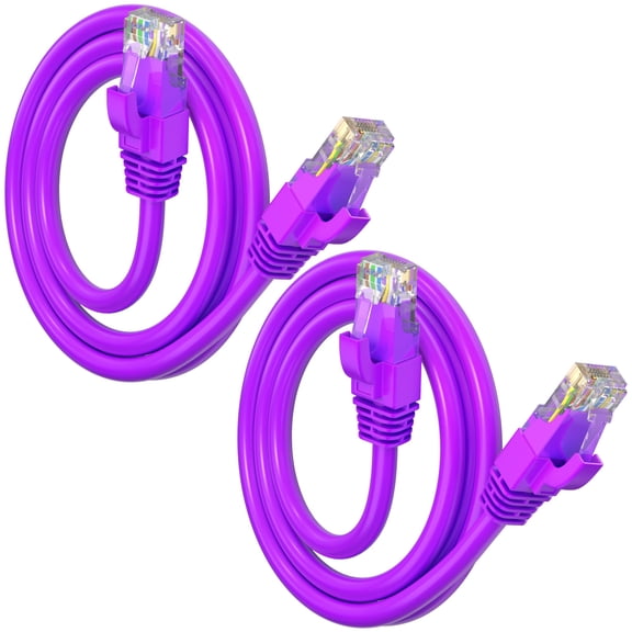 Maximm Cat 6 Ethernet Cable 3 ft (2-Pack) - High-Speed LAN Cable, Internet Cable, Patch Cable, and Network Cable - UTP, 10Gbps, 550MHz Ethernet Cord - Purple