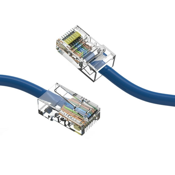 Cat6 Ethernet Cable, 550MHz UTP Bare Copper Network Patch Cable with RJ45 Connectors, High-Speed LAN Internet Cable for Computers & Routers, 0.5 ft, Blue
