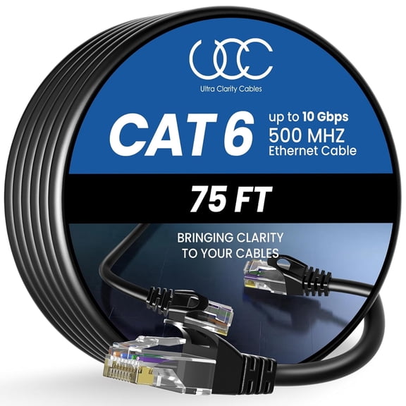 Ultra Clarity Cables Cat6 Ethernet Cable, 75 feet - RJ45, Lan, Utp Cat 6, Network, Patch