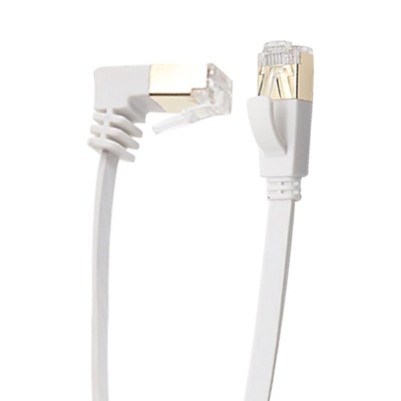 Cat6 Ethernet Cable 90 Degree Downward Right Angle, Flat CAT6 Gigabit Internet Network LAN Patch Cords for Router,Modem,Printer,32AWG FTP Cat6 Network Cable White (UP Angle, 16FT)