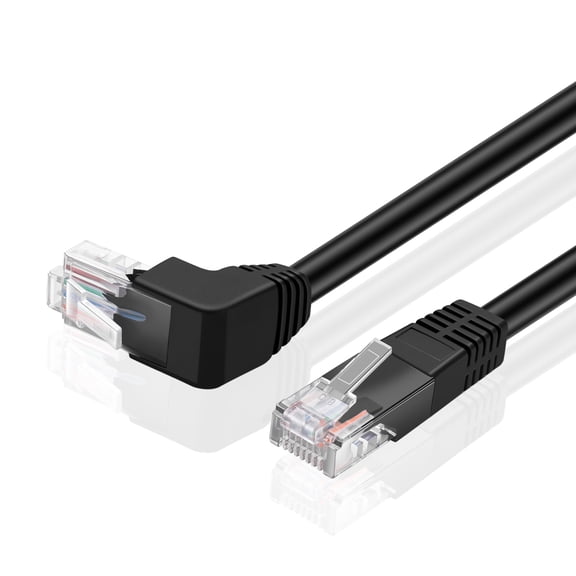Cat6 Ethernet Cable (Right Angle Up, 3 FT) RJ45 90 Degree Network Connector 500 MHz 10 Gigabit Gold Plated Patch Plug Wire LAN Cord For PS4 Fire-Stick Xbox One Smart TV Gaming & Computer