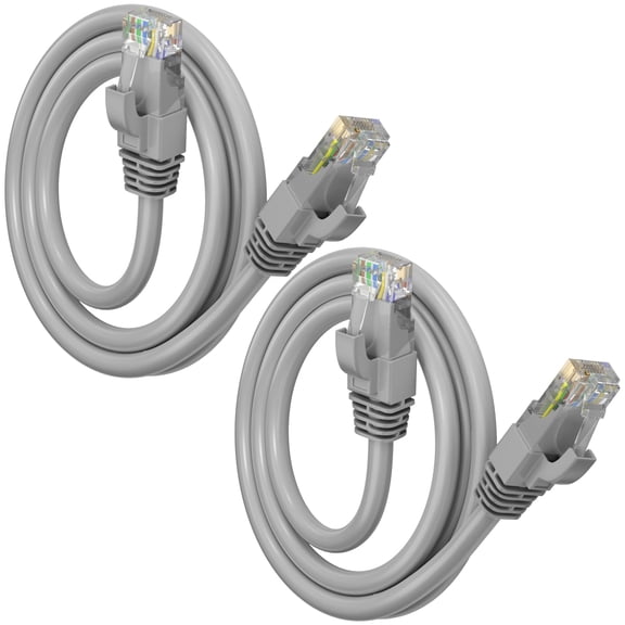 Maximm Cat 6 Ethernet Cable 3 ft (2-Pack) - High-Speed LAN Cable, Internet Cable, Patch Cable, and Network Cable - UTP, 10Gbps, 550MHz Ethernet Cord - Gray