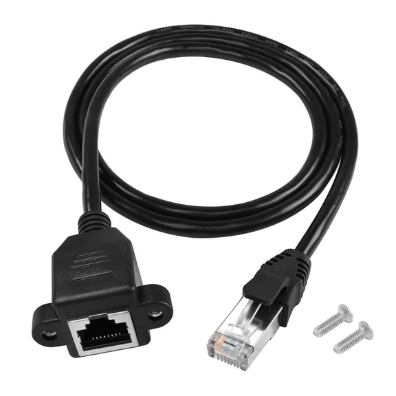 Cat6 Ethernet Panel Mount Extension Cable 3.3FT RJ45 Cat 6 Male to Female Shielded Ethernet Network Connector Screw Panel Mount Extension Cable