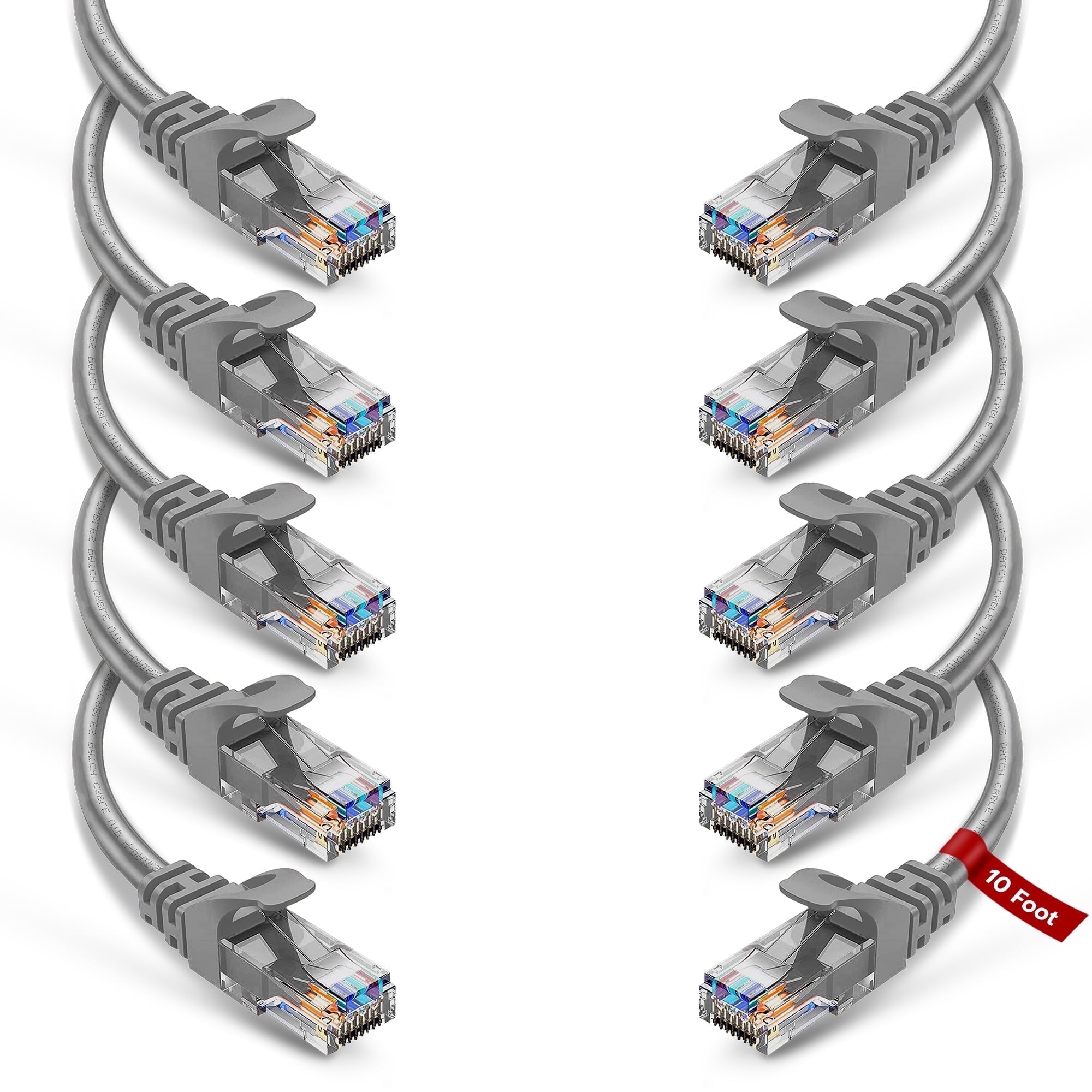 NewYork Cables Cat6 Cable 10ft 10Pack, RJ45 Pure Copper, UTP