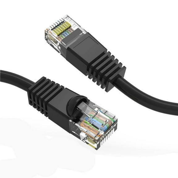 Cat6 Ethernet Patch Cable Black 0.5ft, 550MHZ UTP 24 AWG Bare Copper Molded Snagless Half-Moon Boot Network Patch Cable with Connector – High-Speed Internet Cable LAN Wire for Computer Networks