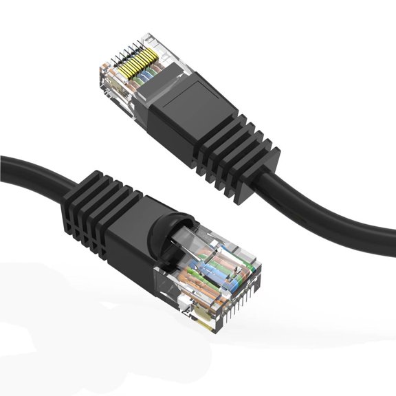 Cat6 Ethernet Patch Cable Black 4ft, 550MHZ UTP 24 AWG Bare Copper Molded Snagless Half-Moon Boot Network Patch Cable with Connector – High-Speed Internet Cable LAN Wire for Computer Networks