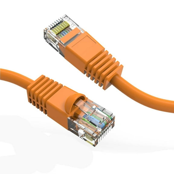 Cat6 Ethernet Patch Cable Orange 10ft, 550MHZ UTP 24 AWG Bare Copper Molded Snagless Half-Moon Boot Network Patch Cable with Connector – High-Speed Internet Cable LAN Wire for Computer Networks