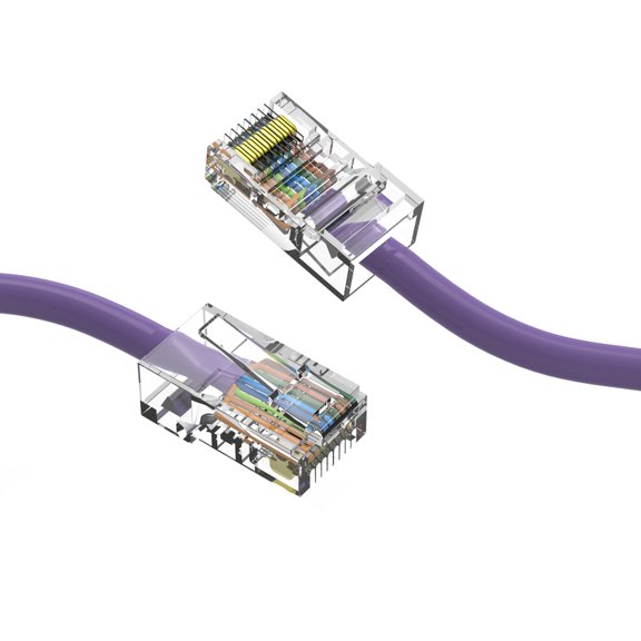 Cat6 Ethernet Patch Cable Purple 0.5ft, 550MHZ UTP 24 AWG Bare Copper No Boot Network Patch Cable with RJ45 Connectors – High-Speed Internet Cable LAN Wire, Computer Wire