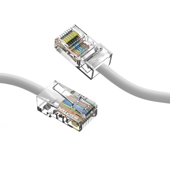 Cat6 Ethernet Patch Cable White 0.5ft, 550MHZ UTP 24 AWG Bare Copper No Boot Network Patch Cable with RJ45 Connectors – High-Speed Internet Cable LAN Wire, Computer Wire