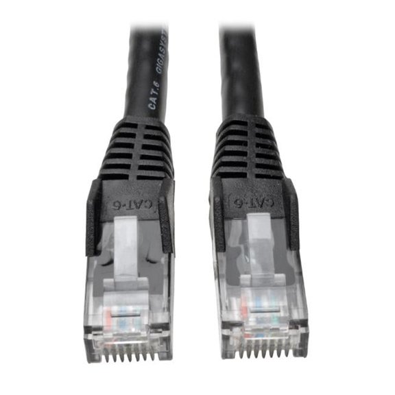 Cat6 Gigabit Snagless Molded RJ45 Male-Male Patch Cable, Black - 1 ft. - 50-Piece Bulk Pack
