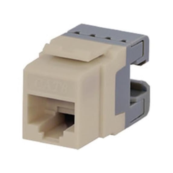 Cat6 Keystone Jack - 180 deg Configuration, RJ45 Female to 110 Pinchdown IDC, Lite Almond