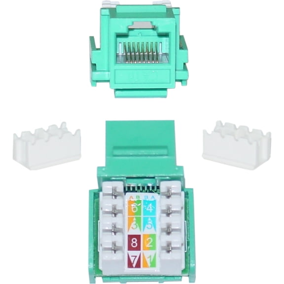 Cat6 Keystone Jack, Green, RJ45 Female to 110 Punch Down