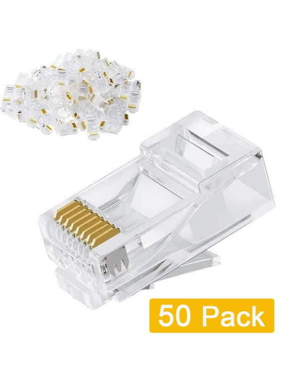 Cat6 RJ45 Ends, CableCreation 50-Pack Cat6 Connector, Cat6 / Cat5e RJ45 Connector, Ethernet Cable Crimp Connectors UTP Network Plug for Solid Wire and Standard Cable, Transparent