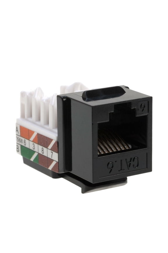 Cat6 RJ45 Keystone Ethernet Wall Jack, Punch Down UTP Network Jack for Patch Panels & Wall Plates Black, 30 Pack