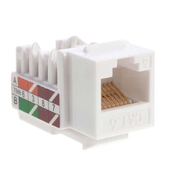 Cables Direct Online Cat6 RJ45 Keystone Ethernet Wall Jack, Punch Down UTP Network Jack for Patch Panels & Wall Plates White, 5 Pack