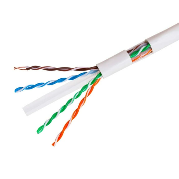 Cat6A 10G 1000ft, White Solid Bare Copper 23AWG 4 Pair, Unshielded Twisted Pair (UTP), Bulk Ethernet Cable