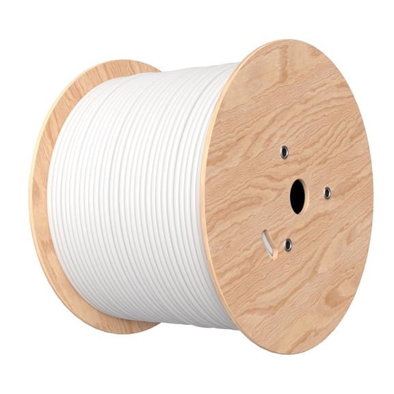 Cat6A 1000ft Bulk Ethernet Cable, Solid Bare Copper 23AWG 4 Pair, UTP Network Wire for PoE++ (4PPoE), White, Cables Direct Online