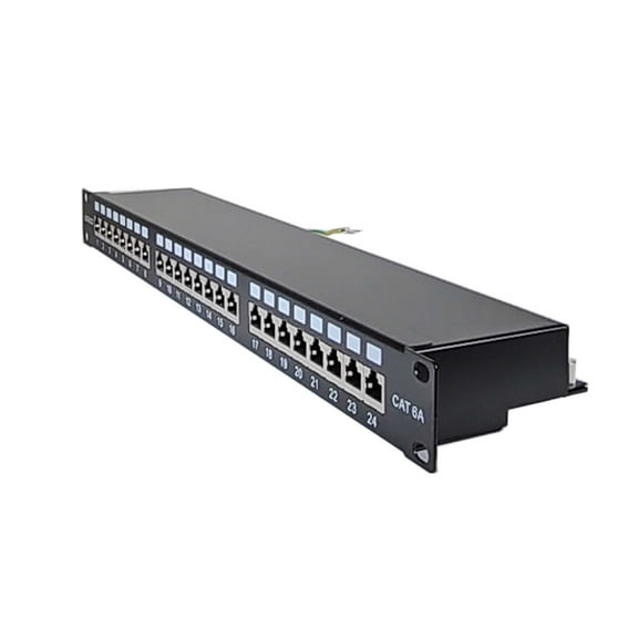 Cat6A Shielded 24 Port Network LAN Patch Panel 1U Rackmount 110