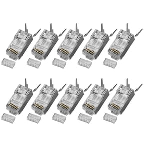 Cat6A Shielded RJ45 Connectors, Modular Plugs with 50m GoldPlated Contacts and 3Prong Design for 10Gbps Networks