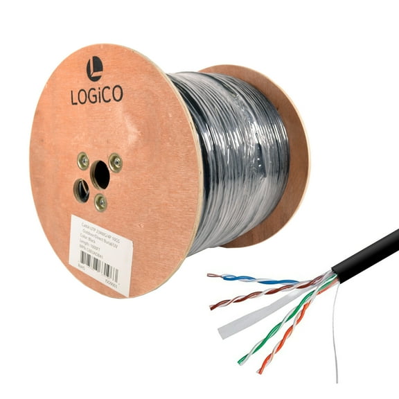 Cat6A UTP 1000FT Ethernet Cable Outdoor Direct Burial 10GS 23AWG Bare Copper