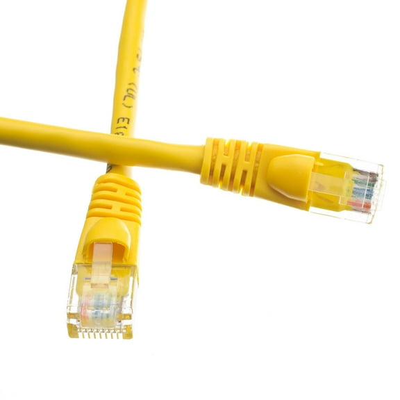 Cat6A Yellow Ethernet Patch Cable, Snagless - Molded Boot, 500 Mhz, 7 Foot