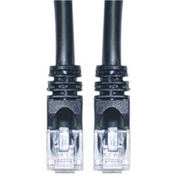 Cat6a Black Ethernet Patch Cable  Snagless Molded Boot  500 MHz  2 foot