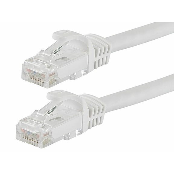 Cat6a Ethernet Network Patch Cable RJ45 23AWG 600Mhz Solid Copper Wire 3' White