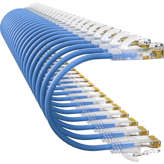Cat6a Patch Cables 0.5ft (24 Pack) Slim, Cat6 Ethernet Patch Cable Pure Copper, Flexible Cat 6 Patch Cable 550MHZ 10G, Space-Saving Cat 6A Network Cables for Patch Panel, Blue