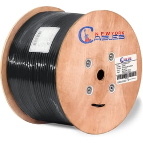 Cat6a Plenum Bulk Ethernet Cable 1000ft Spool 750MHz 23AWG Bare Copper UTP Internet Wire Black