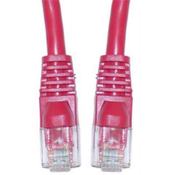 Cat6a Red Ethernet Patch Cable Snagless Molded Boot 500 MHz 2 foot