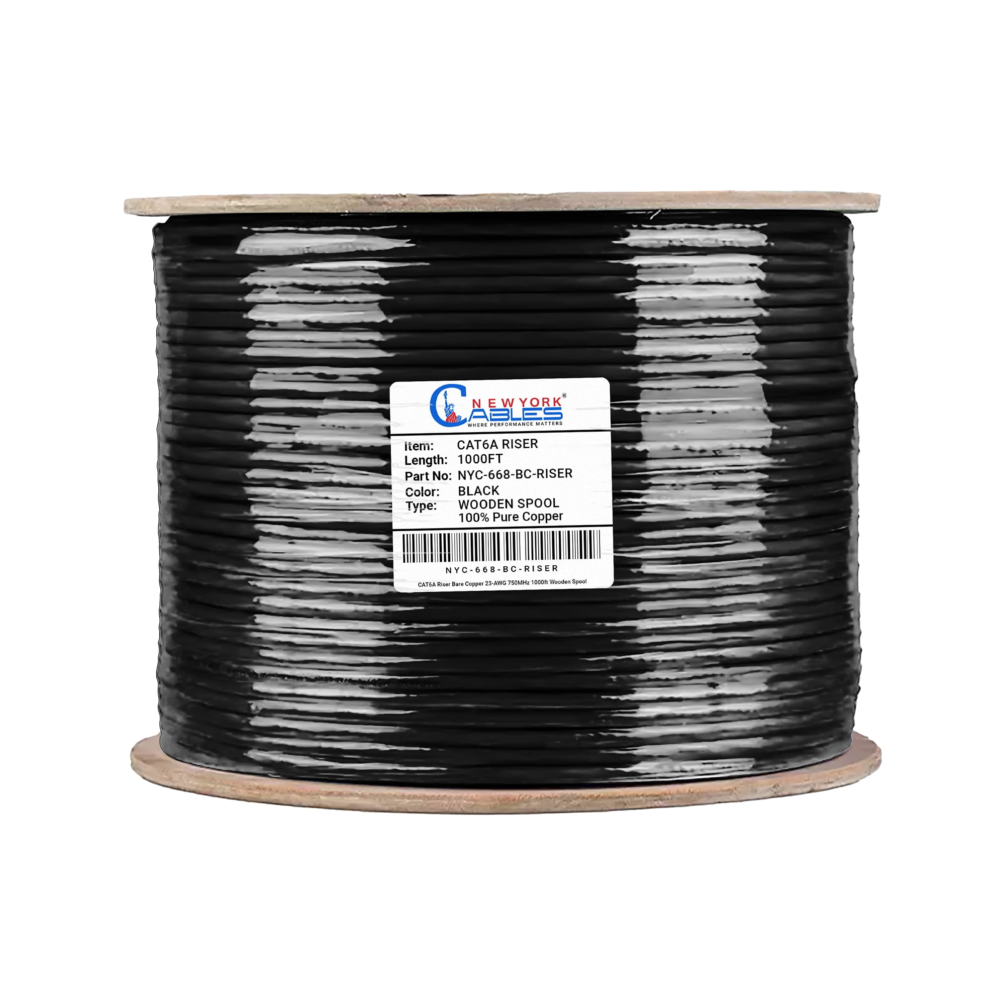 Cat6a Riser Cable 1000ft Certified 100 Solid Bare Copper Cat 6a Cable CMR, 23 AWG