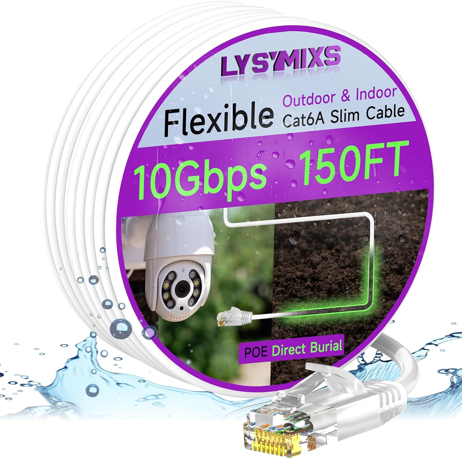Cat6a Slim Ethernet Patch Cable 150ft Outdoor & Indoor, Flexible 10G ...