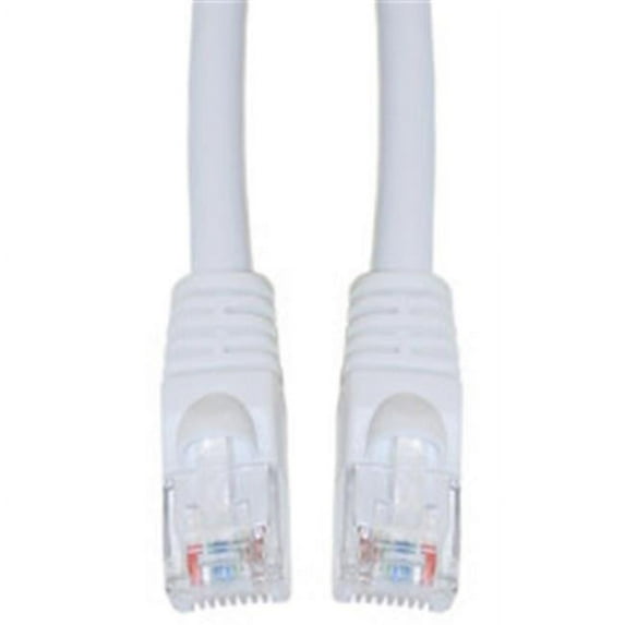 Cat6a White Ethernet Patch Cable Snagless Molded Boot 500 MHz 1 foot