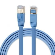 Cat7 200FT 200 Foot Ethernet RJ45 Flat Patch Network LAN Internet Cable for PC Router Computer Blue