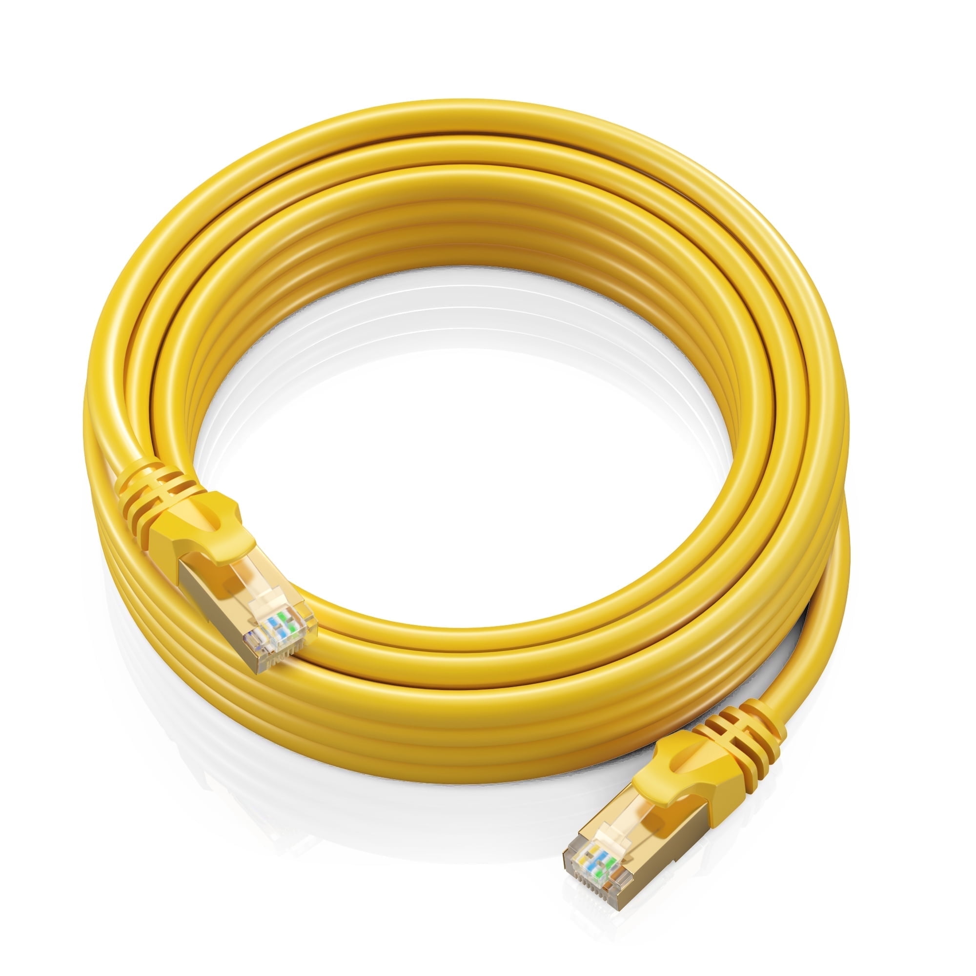Cat 7 Ethernet Cable 100 ft - High-Speed Cat7 Internet & Network LAN Patch Cables, RJ45 Connectors - Perfect for Gaming, Streaming, and More (Yellow)