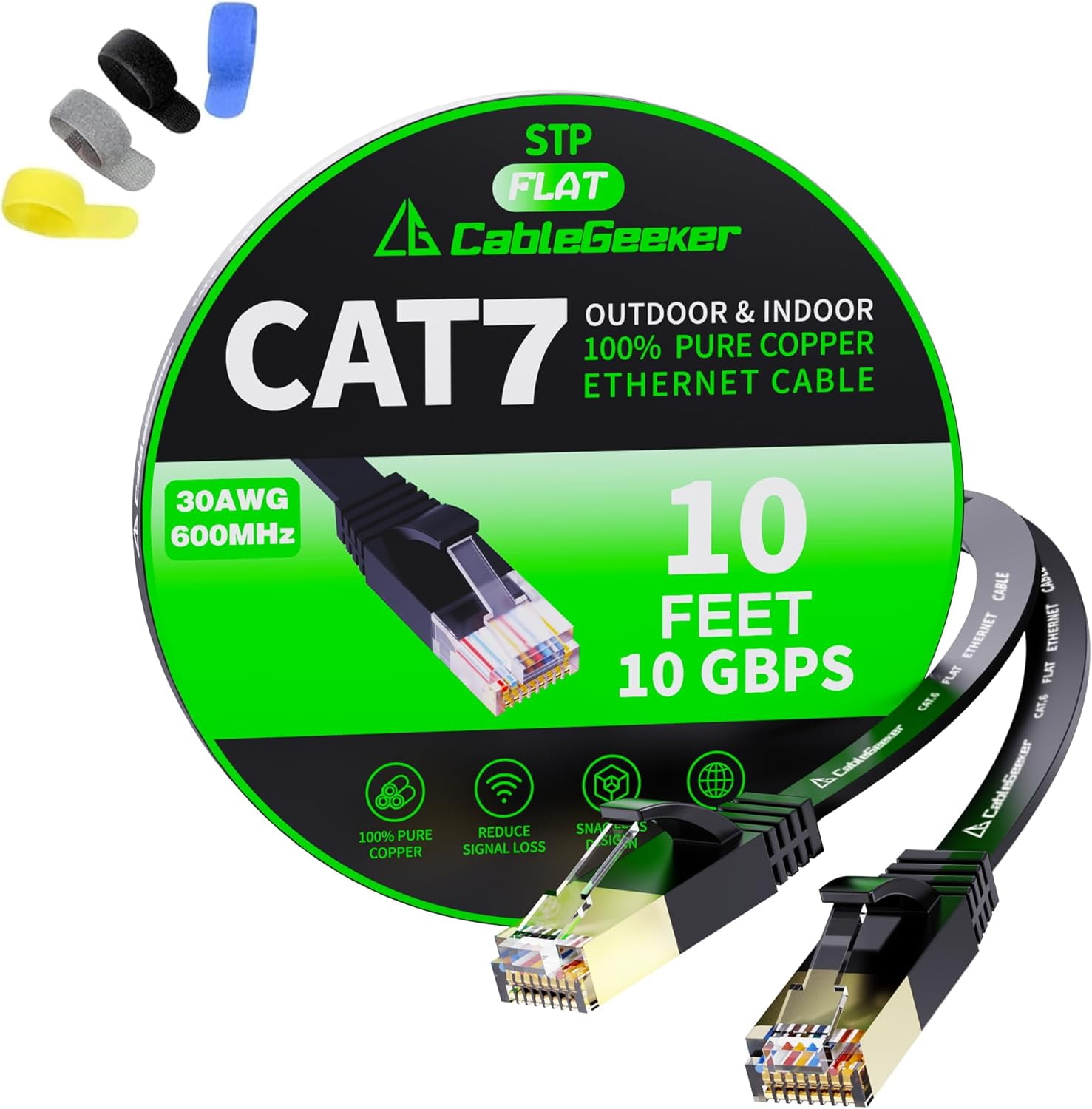 Cat7 Ethernet Cable 10ft 30 Awg High Speed Cable Flat Cat7 Shielded Ethernet Cable Support 5655