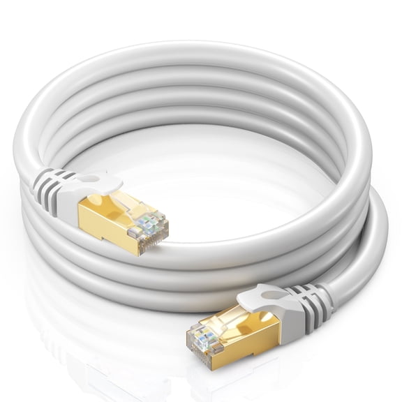 Cat 7 Ethernet Cable 2 ft - High-Speed Cat7 Internet & Network LAN Patch Cables, RJ45 Connectors - Perfect for Gaming, Streaming, and More (White)