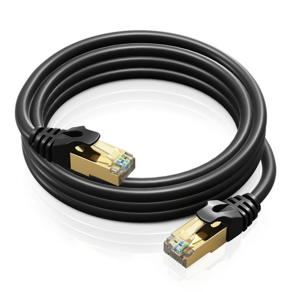 Cat 7 Ethernet Cable 6 ft - High-Speed Cat7 Internet & Network LAN Patch Cables, RJ45 Connectors - Perfect for Gaming, Streaming, and More (Black)