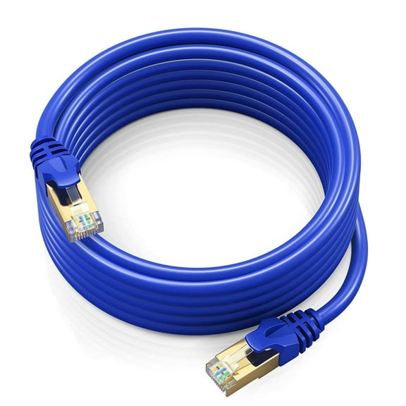 Cat7 Ethernet Cable 75 Ft - RJ45 Connector - Double Shielded STP - 10 Gigabit 600MHZ - Cat 7 High Speed RJ45 LAN Wire for Router, Modem, Gaming, Hub - Blue - 75 FT.