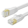 thumbnail image 1 of Cat7 Flat Ethernet Network Cable (100FT) - 10Gbps 600Mhz High Performance & Tangle Free with Premium RJ45 Snagless Connector Jack Computer LAN Internet Networking Patch Wire Cord Plug - White, 1 of 7
