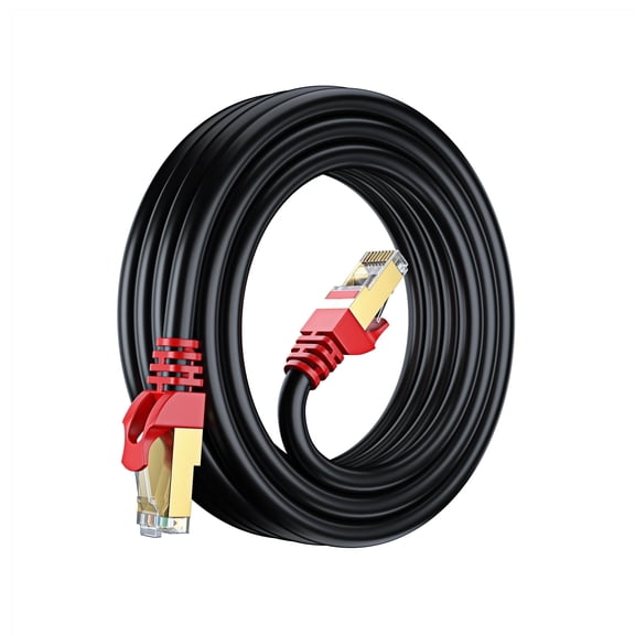 Maximm Cat7 Heavy Duty Outdoor Cable - Black - Zero Lag Pure Copper, Waterproof Ethernet Cable Suitable for Direct Burial Installations. (50 Feet)