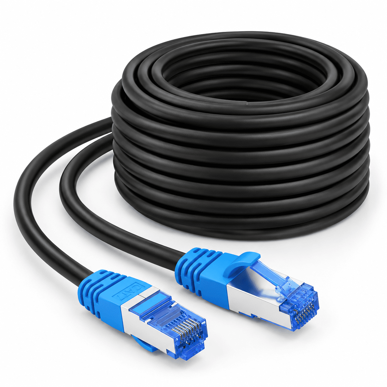 Cat7 Outdoor Ethernet Cable, Round 125FT, 24AWG Pure Copper, Shielded ...