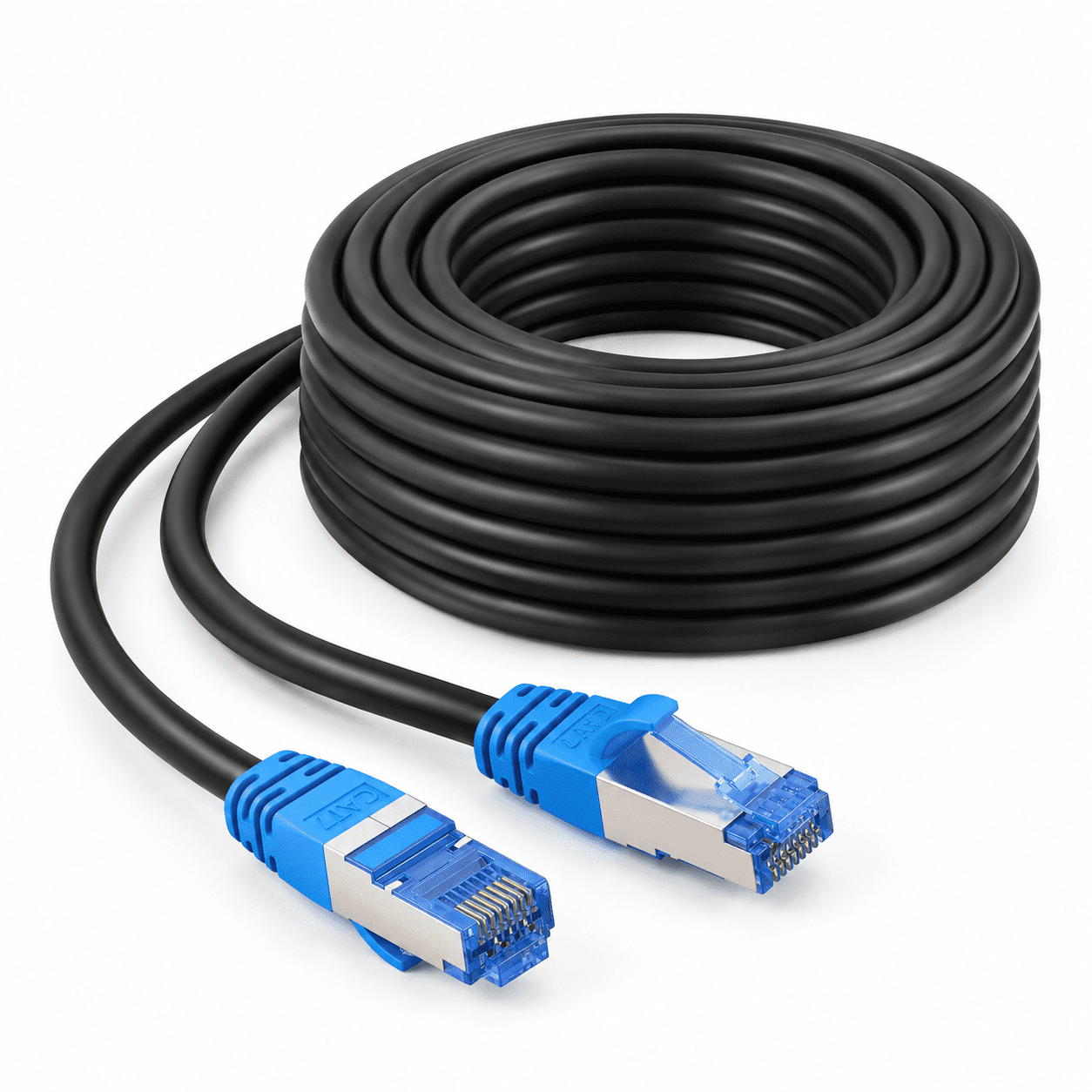 Cat7 Outdoor Ethernet Cable Round 250FT, 24AWG Pure Copper, F/ftp ...