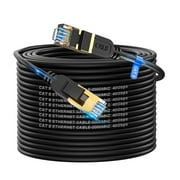 Cat8 Ethernet Cable 100ft Indoor Heavy Duty Network Cable High Speed 40Gbps 26AWG 2000Mhz with Gold Plated Plug RJ45 Connector Weatherproof S/FTP UV Resistant