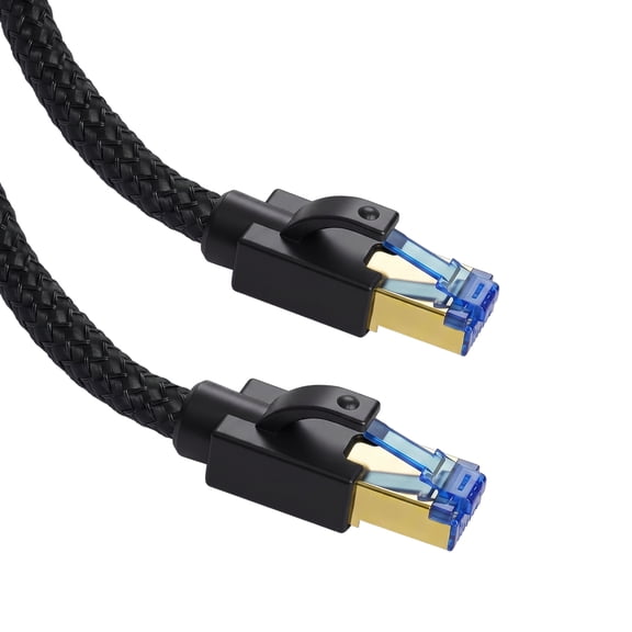 Cat8 Ethernet Cable 10ft, High Speed Braided 40Gbps 2000Mhz Network Cord Cat8 RJ45 Shielded Indoor Heavy Duty Lan Cables Compatible for Gaming PC PS5 Xbox Modem Router