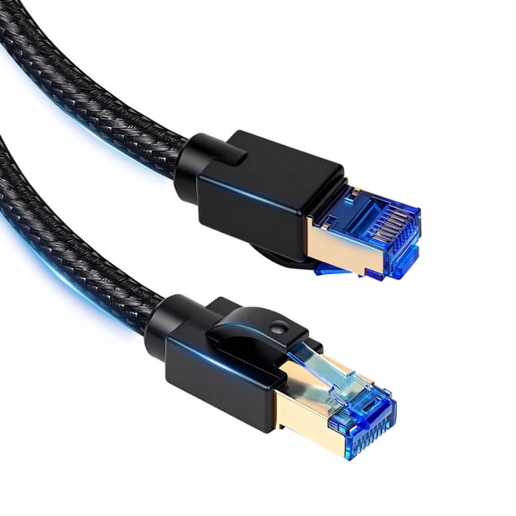 Cat8 Ethernet Cable 16ft, High Speed Braided 40Gbps 2000Mhz Network Cord Cat8 RJ45 Shielded Indoor Heavy Duty LAN Cables Compatible for Gaming PC PS5 Xbox Modem Router