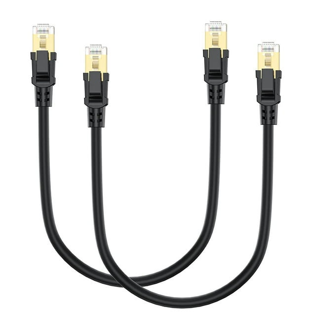 Cat8 Ethernet Cable 1FT 2-Pack, High Speed Ethernet Cable Cat 8 SFTP Internet Network Patch Cord Short Cable 40Gbps 2000Mhz for Patch Panel, Home Network, Cable Management, Router, Modem