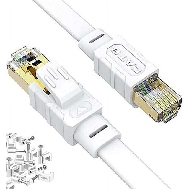 Cat8 Cable 25 ft White High Speed Than Cat6 Cat7